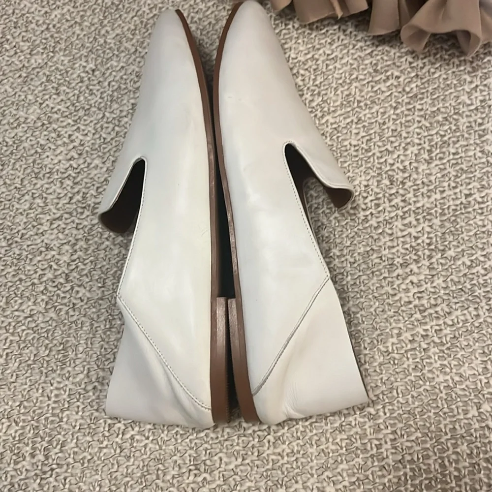Halogen Women’s White Leather Sylvia Convertible Mule Flat Slip On Loafers 9.5